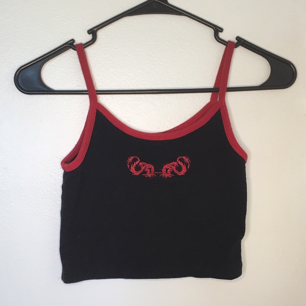 Brandy Melville embroidered dragon tank cropped
